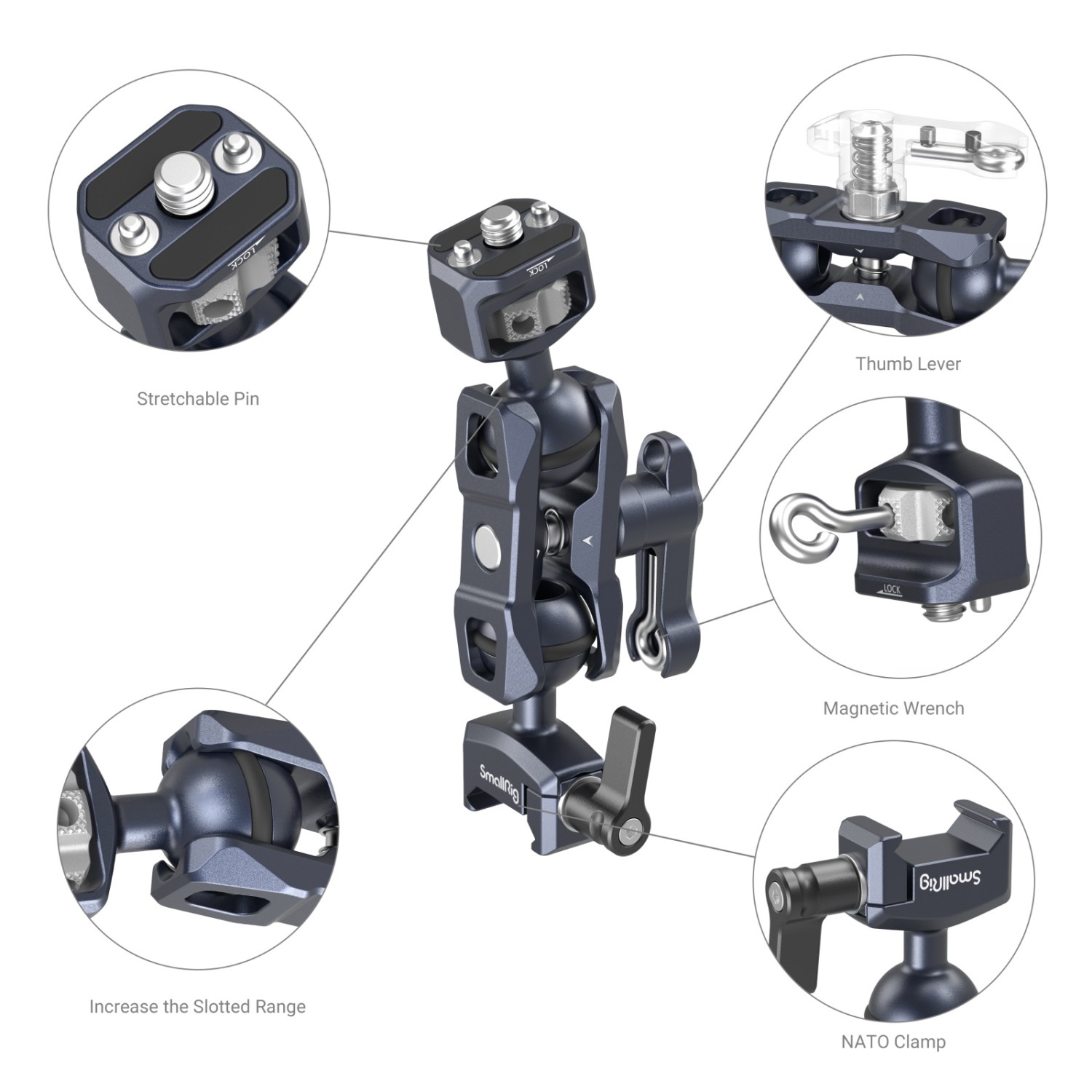 SMALLRIG MAGIC ARM WITH DUAL BALL HEADS (1/4”-20 SCREW AND NATO CLAMP) 3875 - 4
