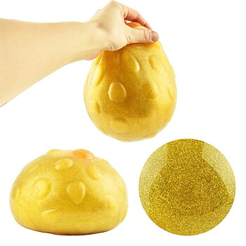 Guld Squishboll med Glitter, 15 cm - Robetoy