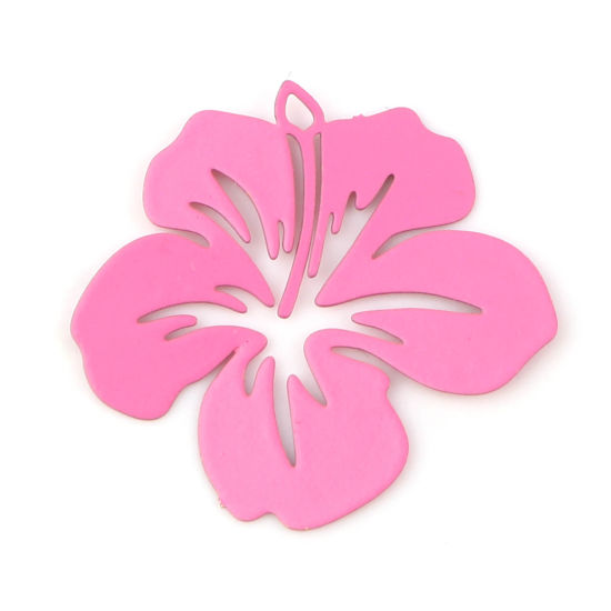 Berlock -  Blomma , spraymålad Rosa, 21mm