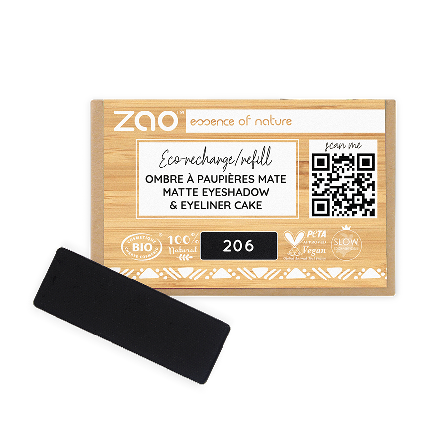 ZAO Refill Rectangle Eye Shadow & Eyeliner Cake 206 Black