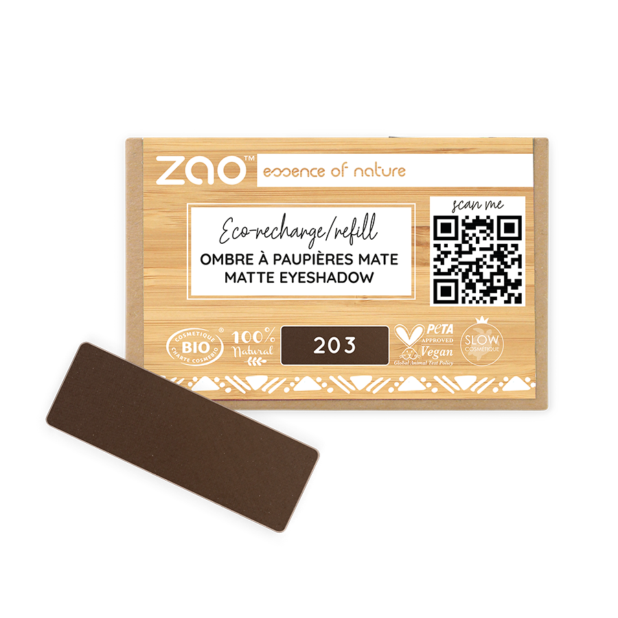 ZAO Refill Rectangle Eye Shadow 203 Dark brown