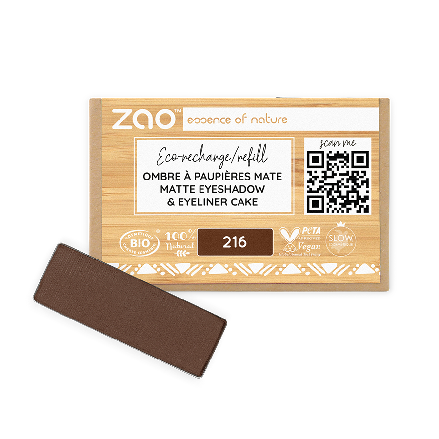 ZAO Refill Rectangle Eye Shadow & Eyeliner Cake 216 Brown