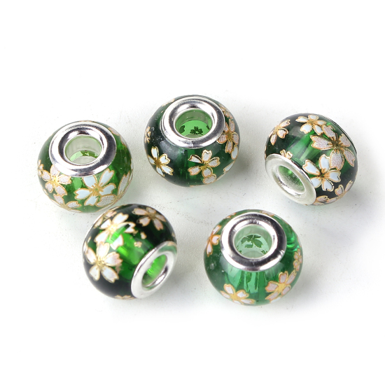 Charm , Glass Japanese Tensha, Sakura Green - 2
