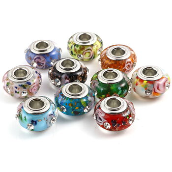 Pärla/Charm - Glas, Swirl m rhinestone