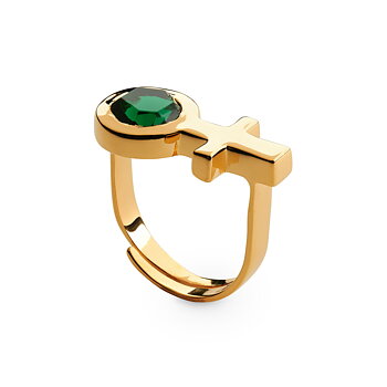 SIGRÉN Future Is Female Golden Jade ring