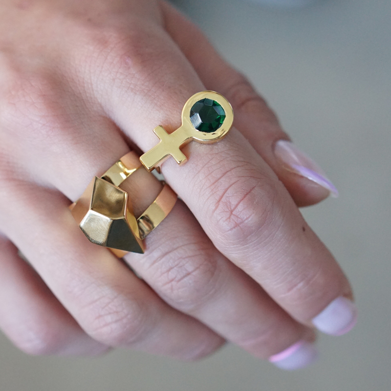 SIGRÉN Future Is Female Golden Jade ring - 2