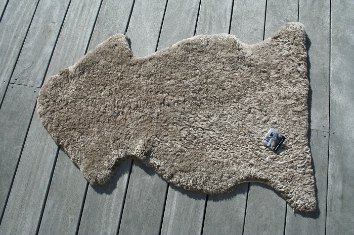 4-pack Sandbrunt melerad australiensisk lockig fårskinns fäll - 3