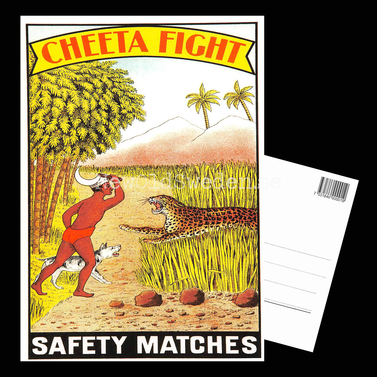 SAFETY MATCHES SWEDEN - CHEETA FIGHT - Vykort A5 - 3