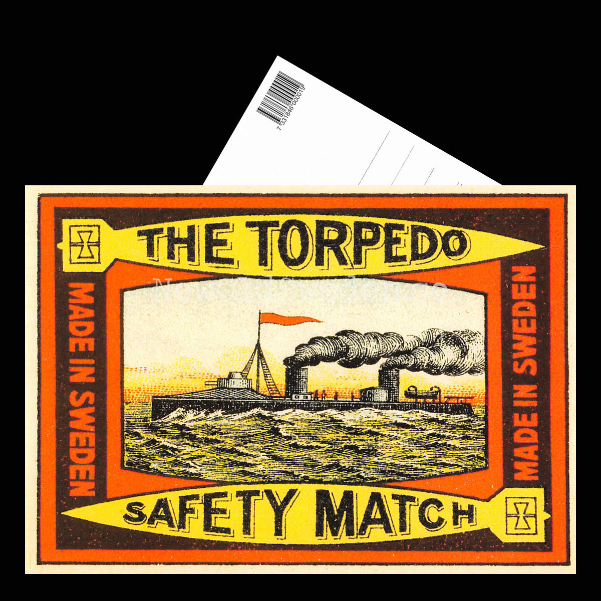 SAFETY MATCHES SWEDEN - THE TORPEDO - Vykort A5 - 3