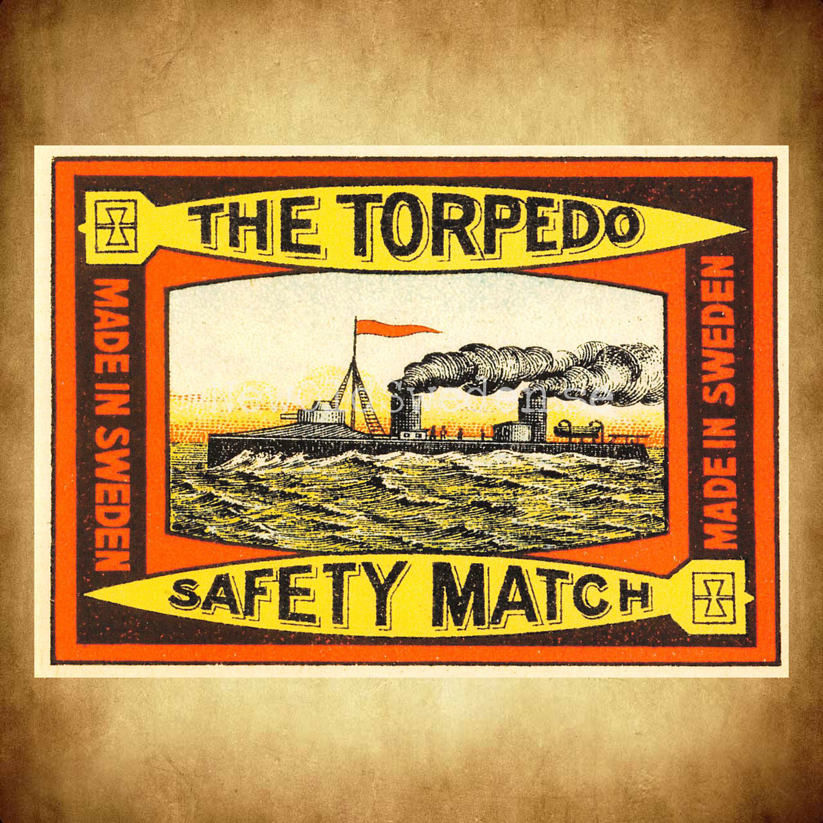 SAFETY MATCHES SWEDEN - THE TORPEDO - Vykort A5 - 2