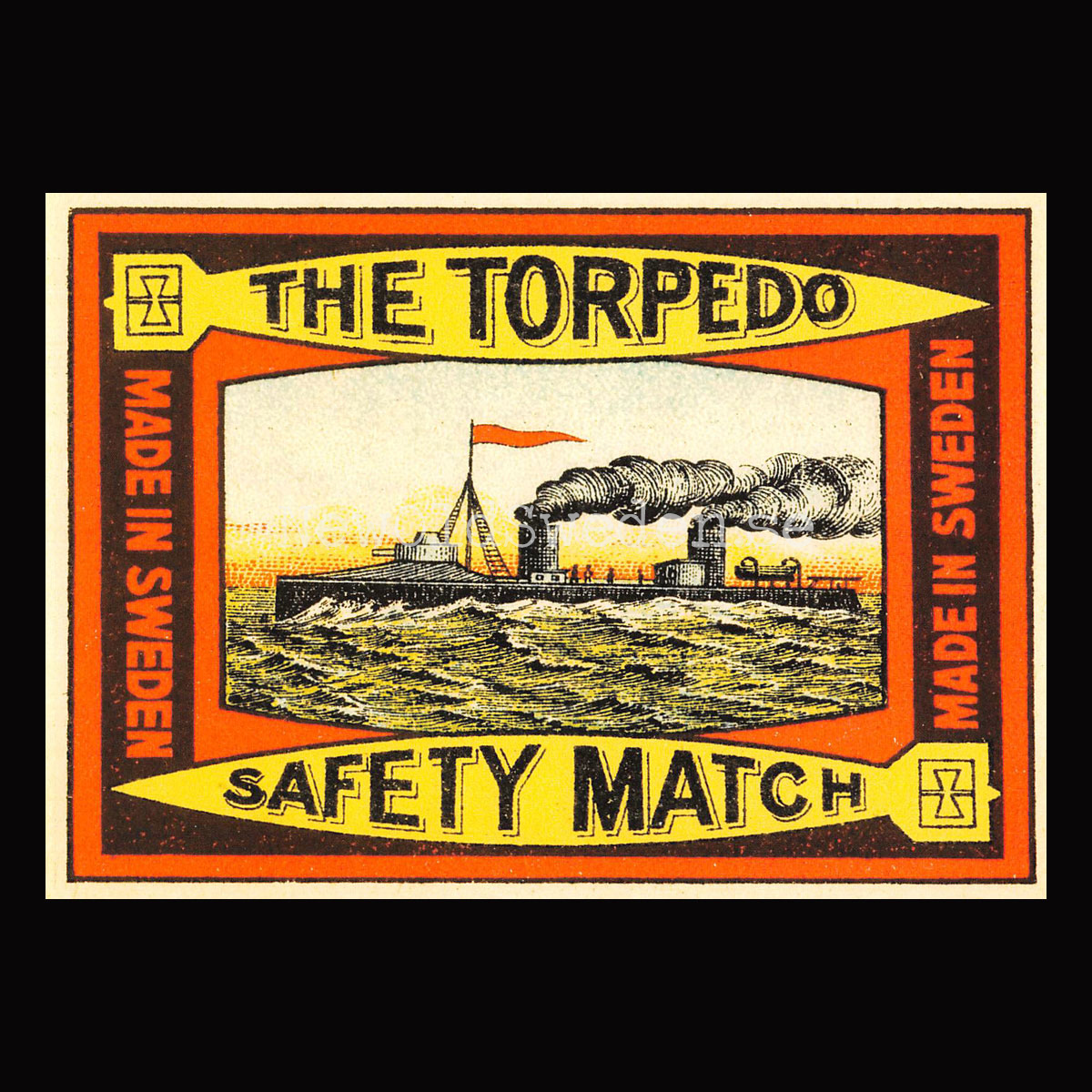 SAFETY MATCHES SWEDEN - THE TORPEDO - Vykort A5