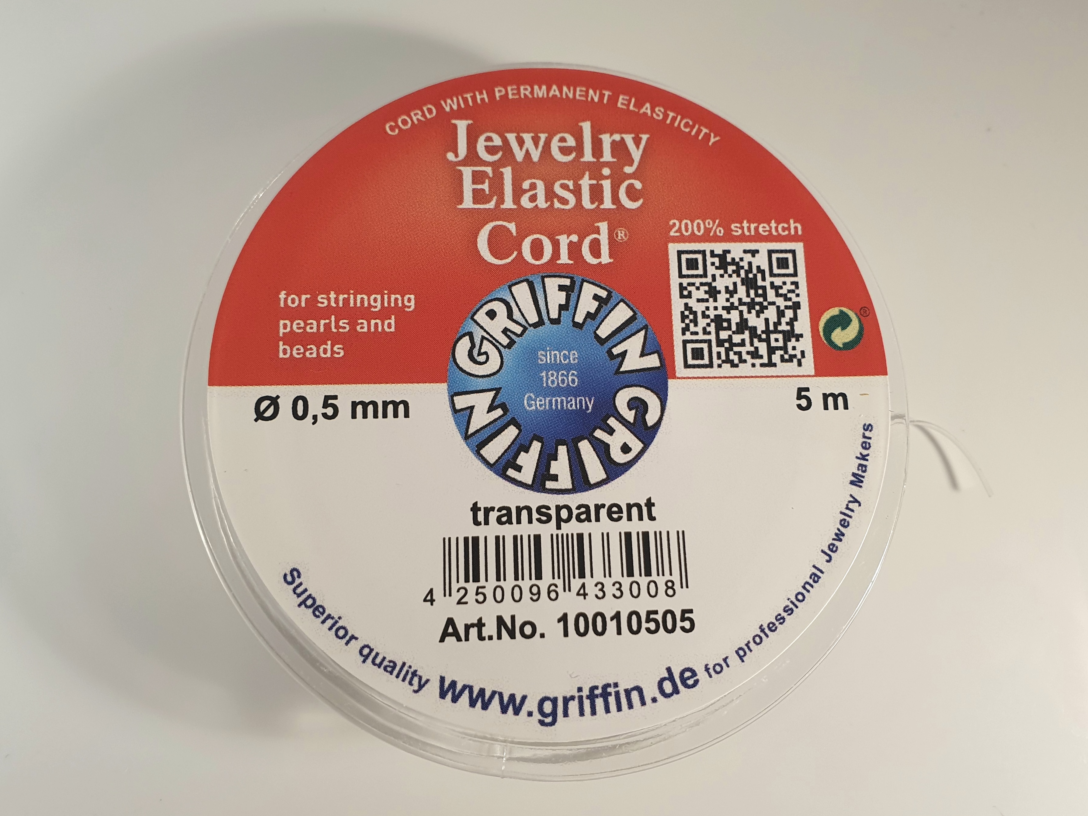 Jewelery Elastic Cord 5m, 0,5mm Transparent ( griffin )