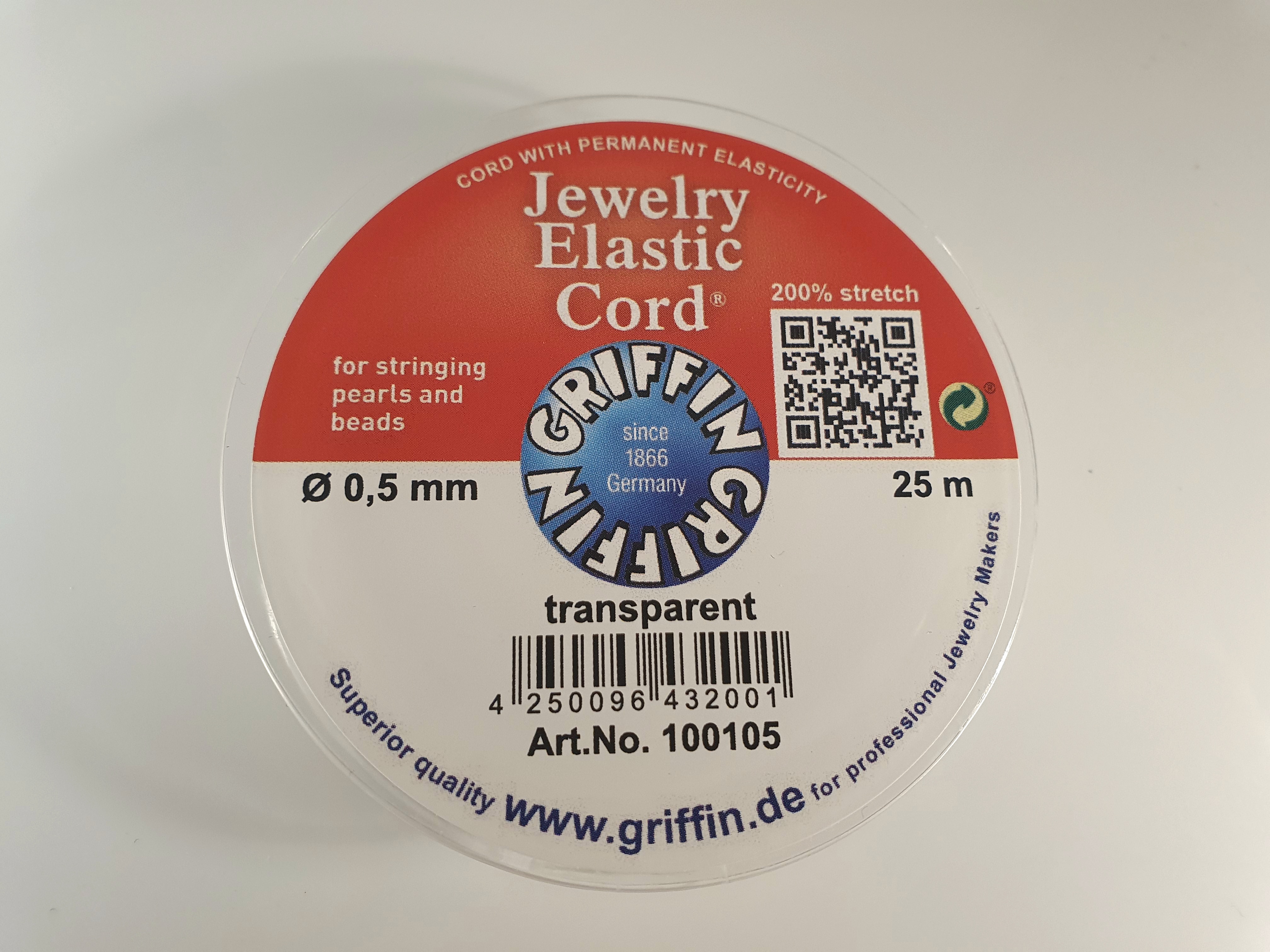 Jewelery Elastic Cord 25m, 0,5mm Transparent ( griffin )