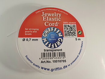 Jewelery Elastic Cord 5m, 0,7mm Transparent ( griffin )