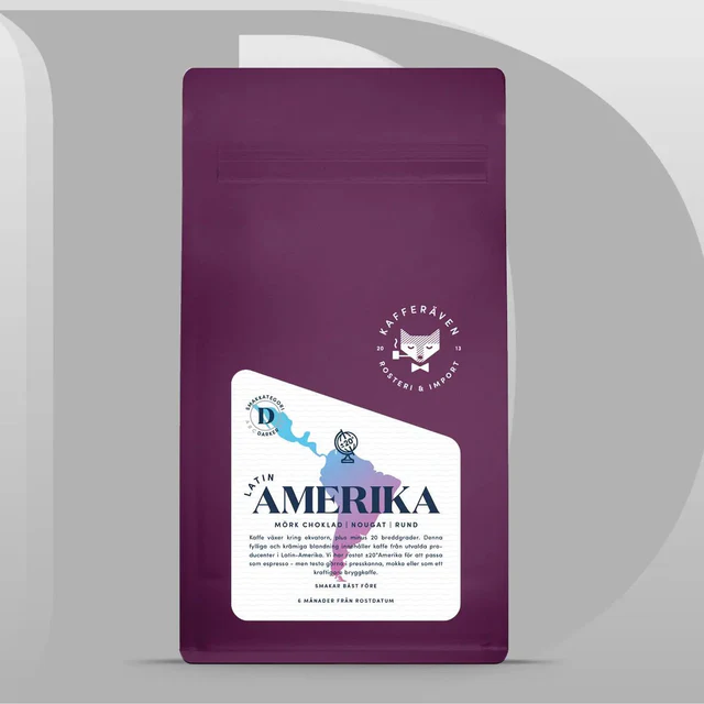 Kafferäven - Latinamerika - Lätt mörkrostade hela kaffebönor - 500g 