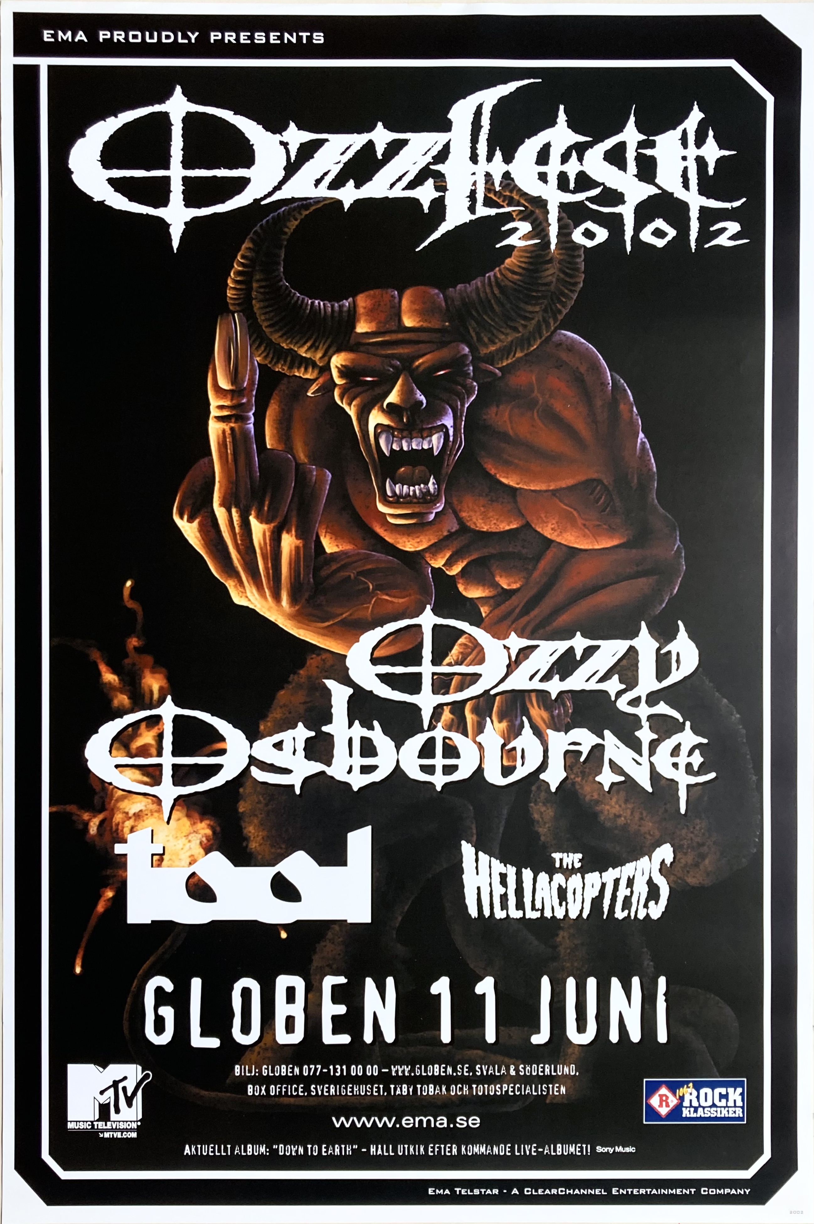 OZZY OSBOURNE - Stockholm 11 Jun Konsertaffisch (2002) 