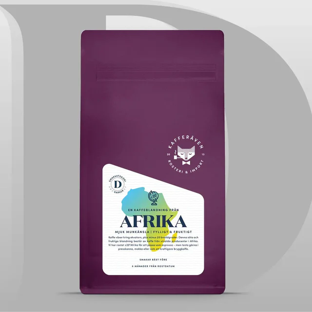 Kafferäven - Afrika plus minus 20° kort datum - Lätt mörkrostade hela kaffebönor - 500g 