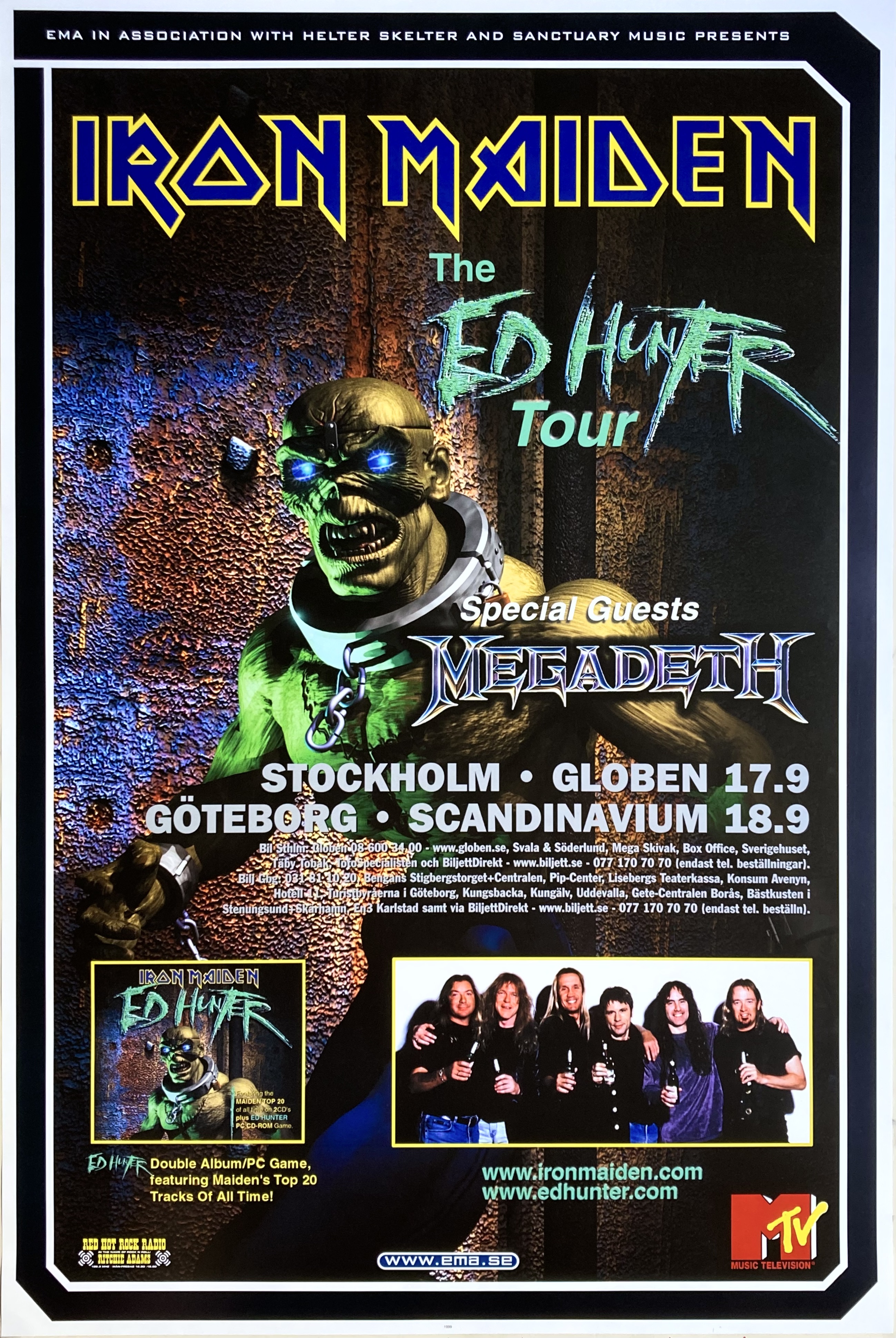 IRON MAIDEN - Stockholm + Göteborg  17+18 Sep Konsertaffisch (1999) 