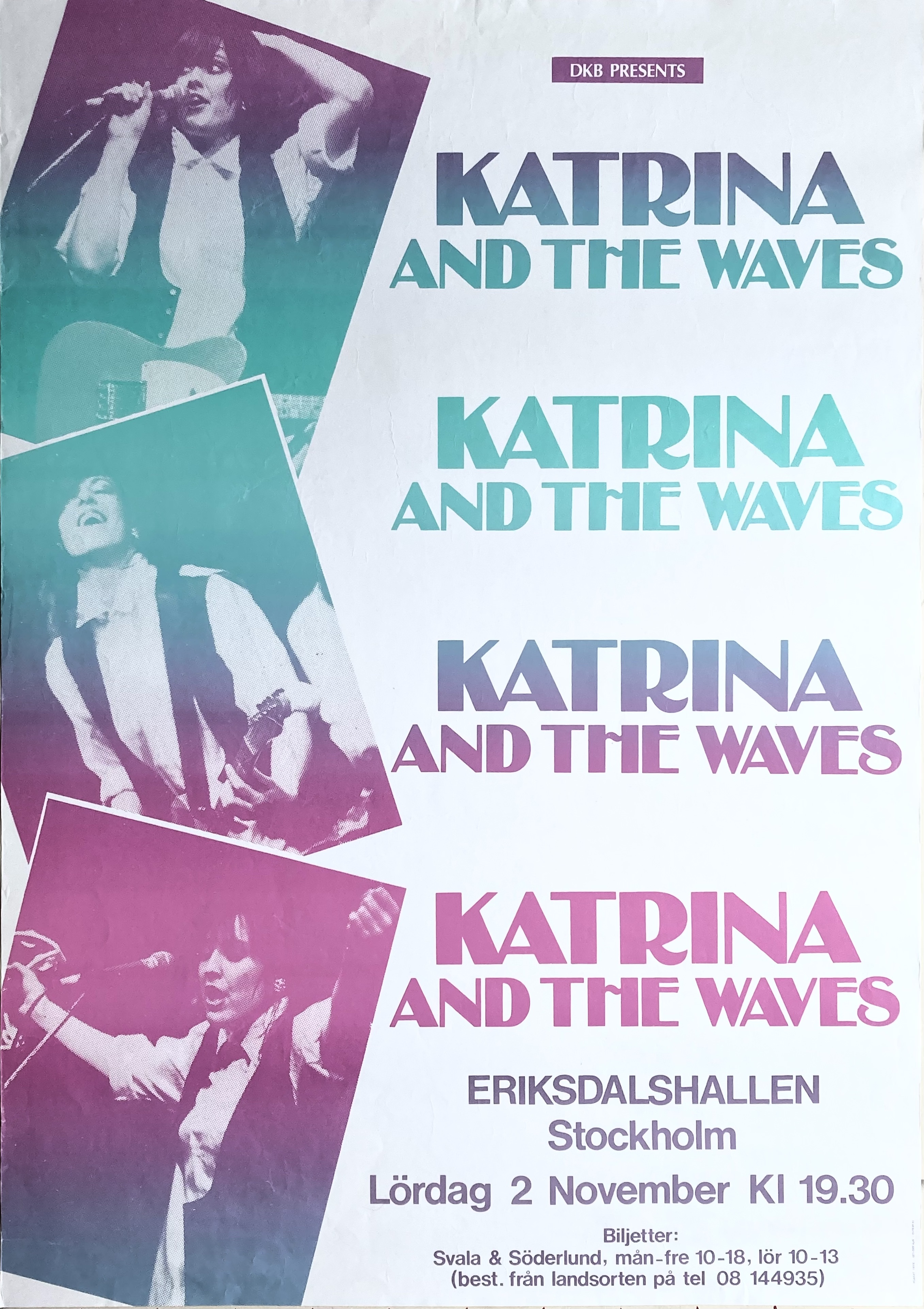 KATRINA & THE WAVES - Stockholm 2 Nov Concert poster (1985) 