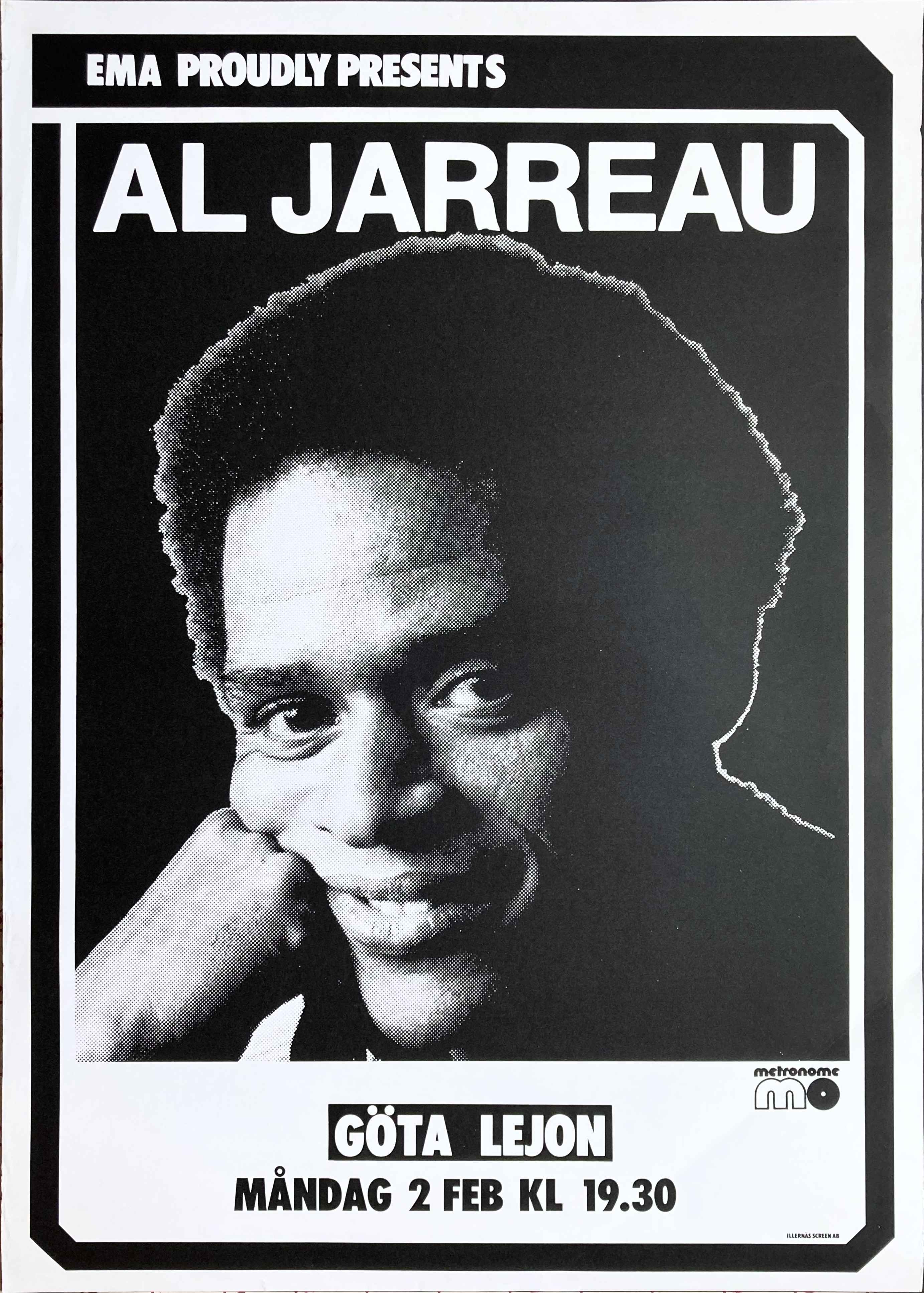 AL JARREAU - Stockholm 2 Feb Concert poster (1981)