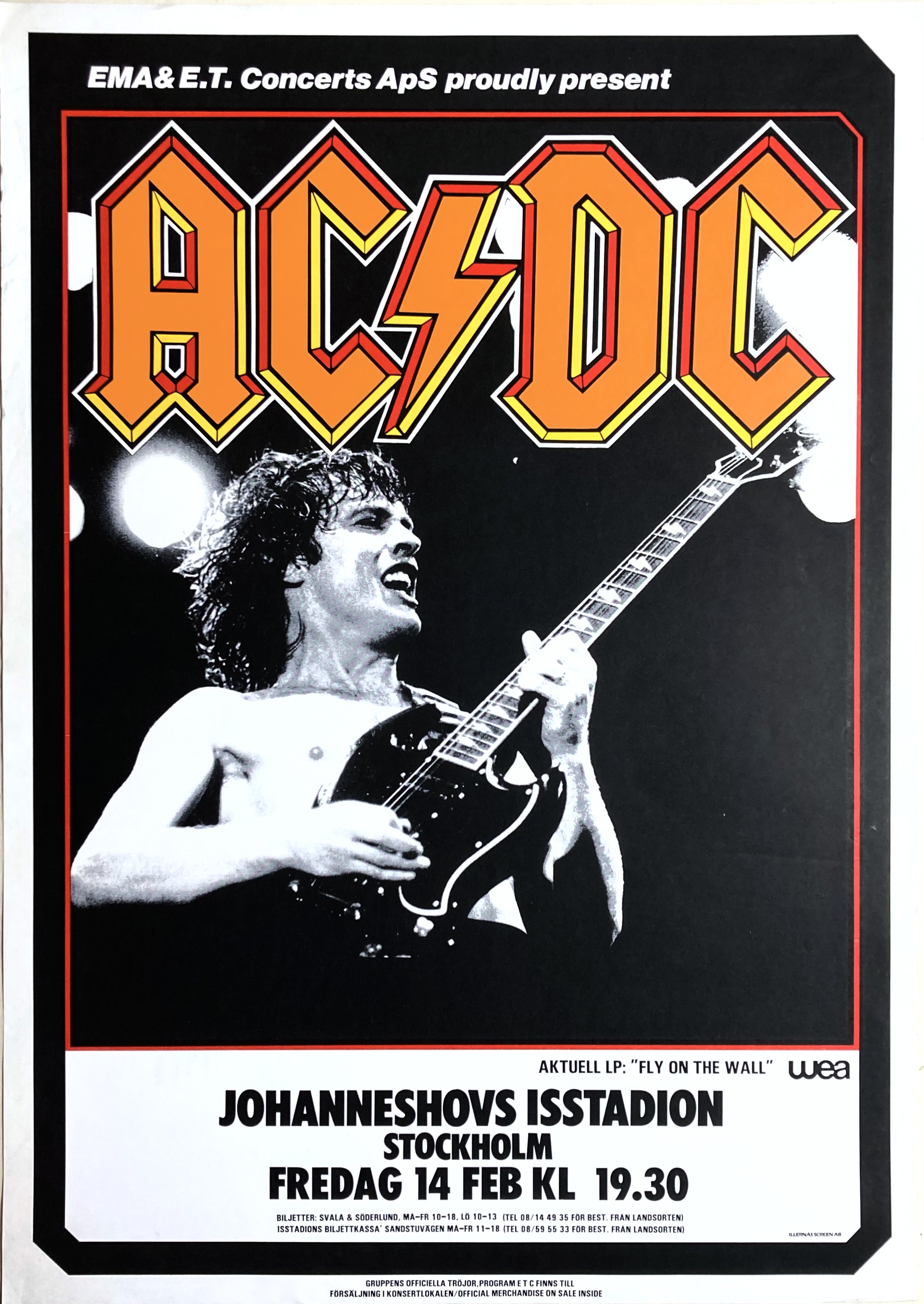 AC/DC - Stockholm 14 Feb Concert poster (1986)