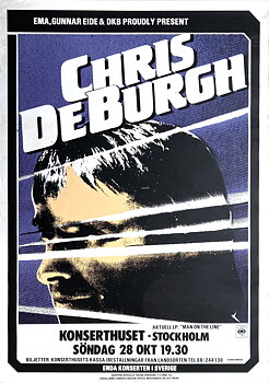 CHRIS DE BURGH - Stockholm 28 Okt Konsertaffisch (1984)