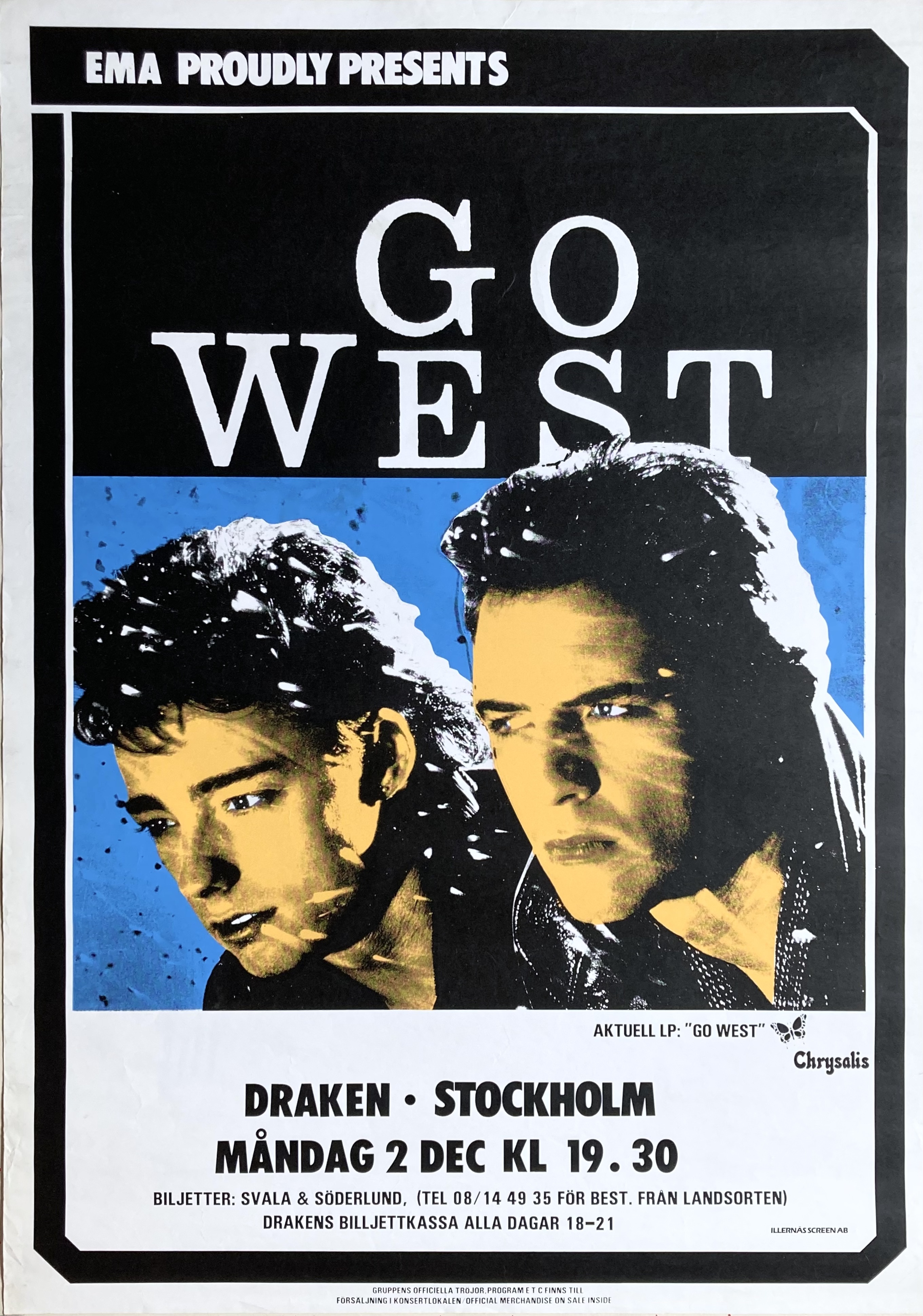 GO WEST - Stockholm 2 Dec Konsertaffisch (1985)