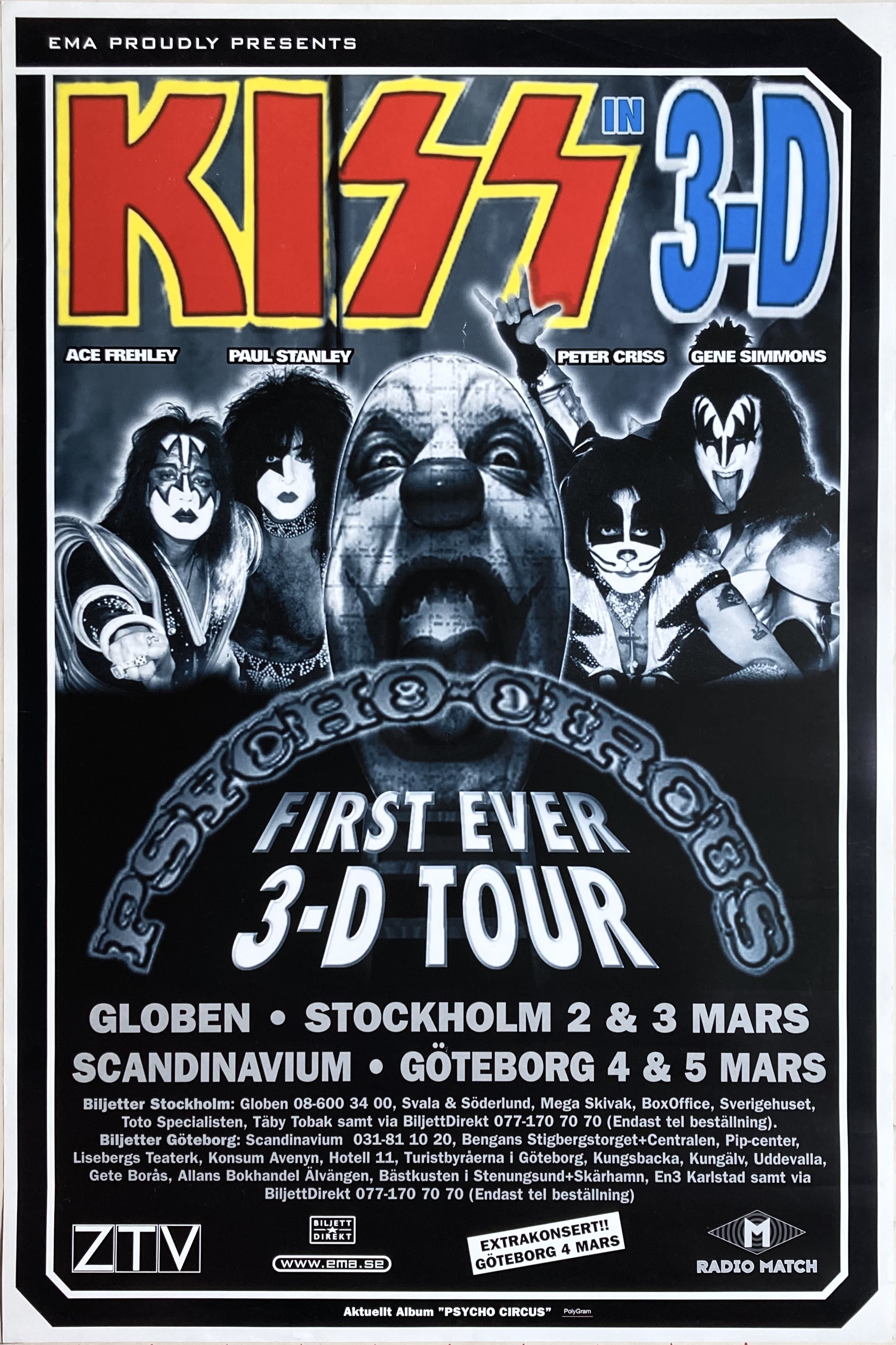 KISS - Stockholm + Göteborg 2+3+4+5 Mar Konsertaffisch (1999) 