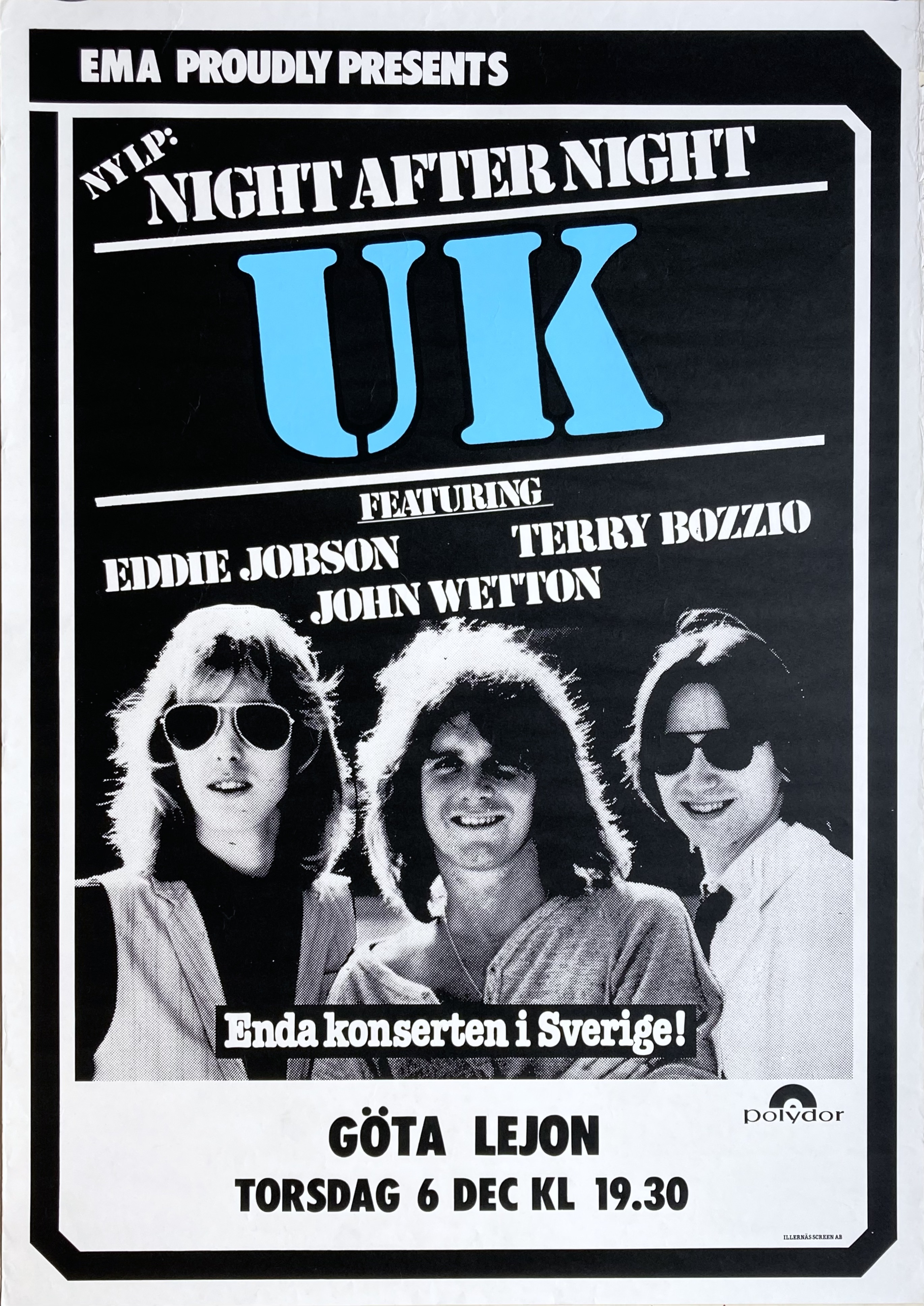 UK - Stockholm 6 Dec Konsertaffisch (1979)