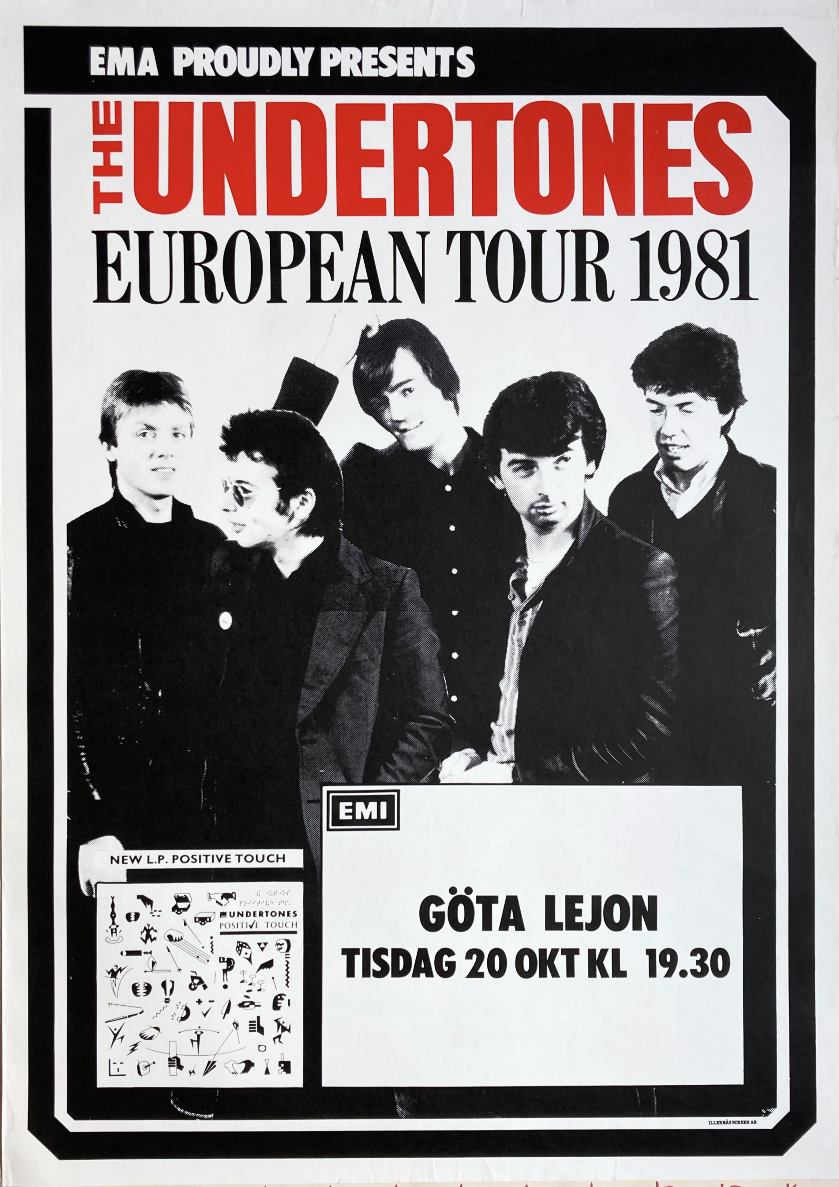 THE UNDERTONES - Stockholm 20 Oct Concert poster (1981)