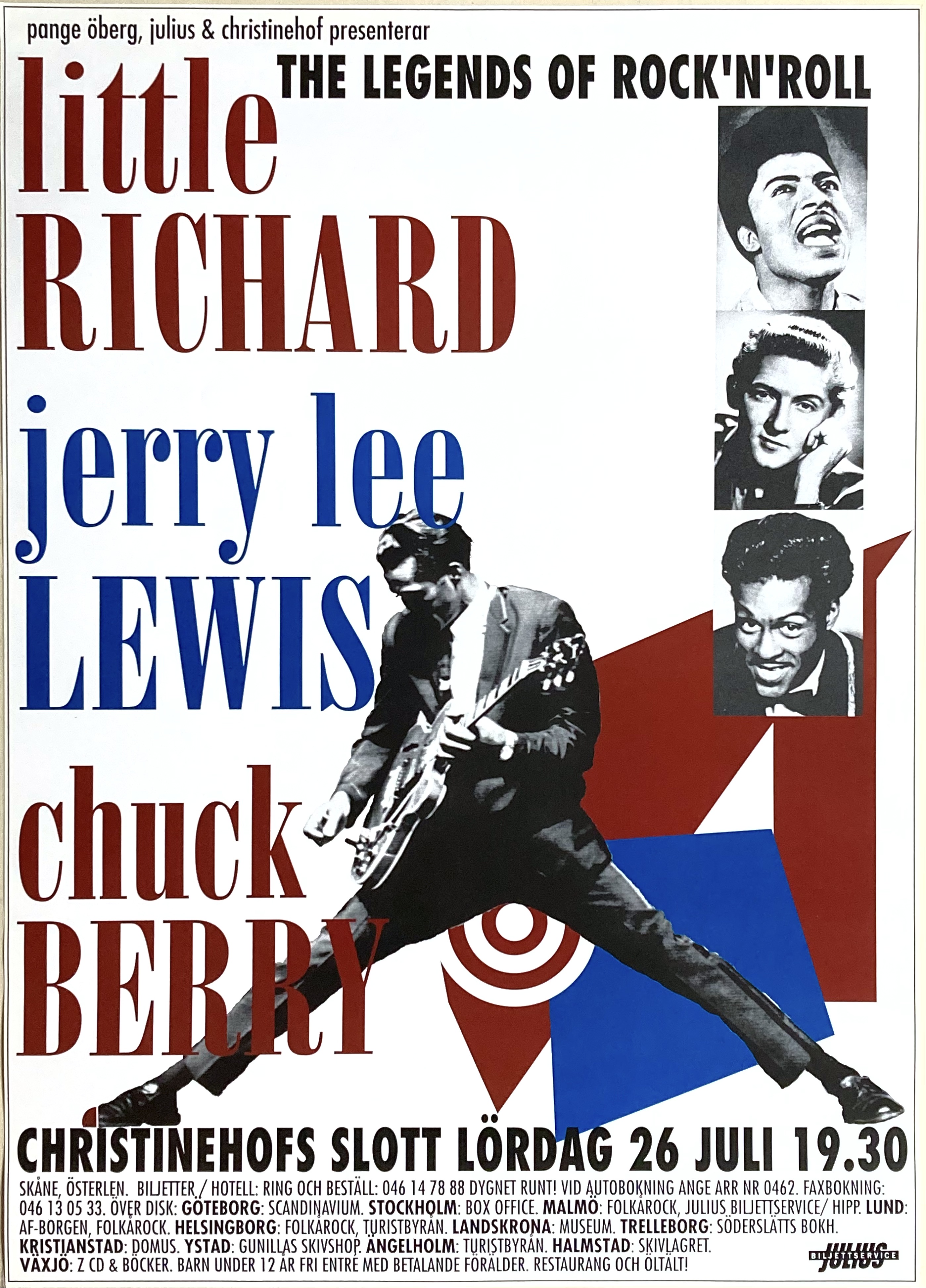 LITTLE RICHARD, JERRY LEE LEWIS, CHUCK BERRY - Christinehof 26 Jul Concert poster (1997)