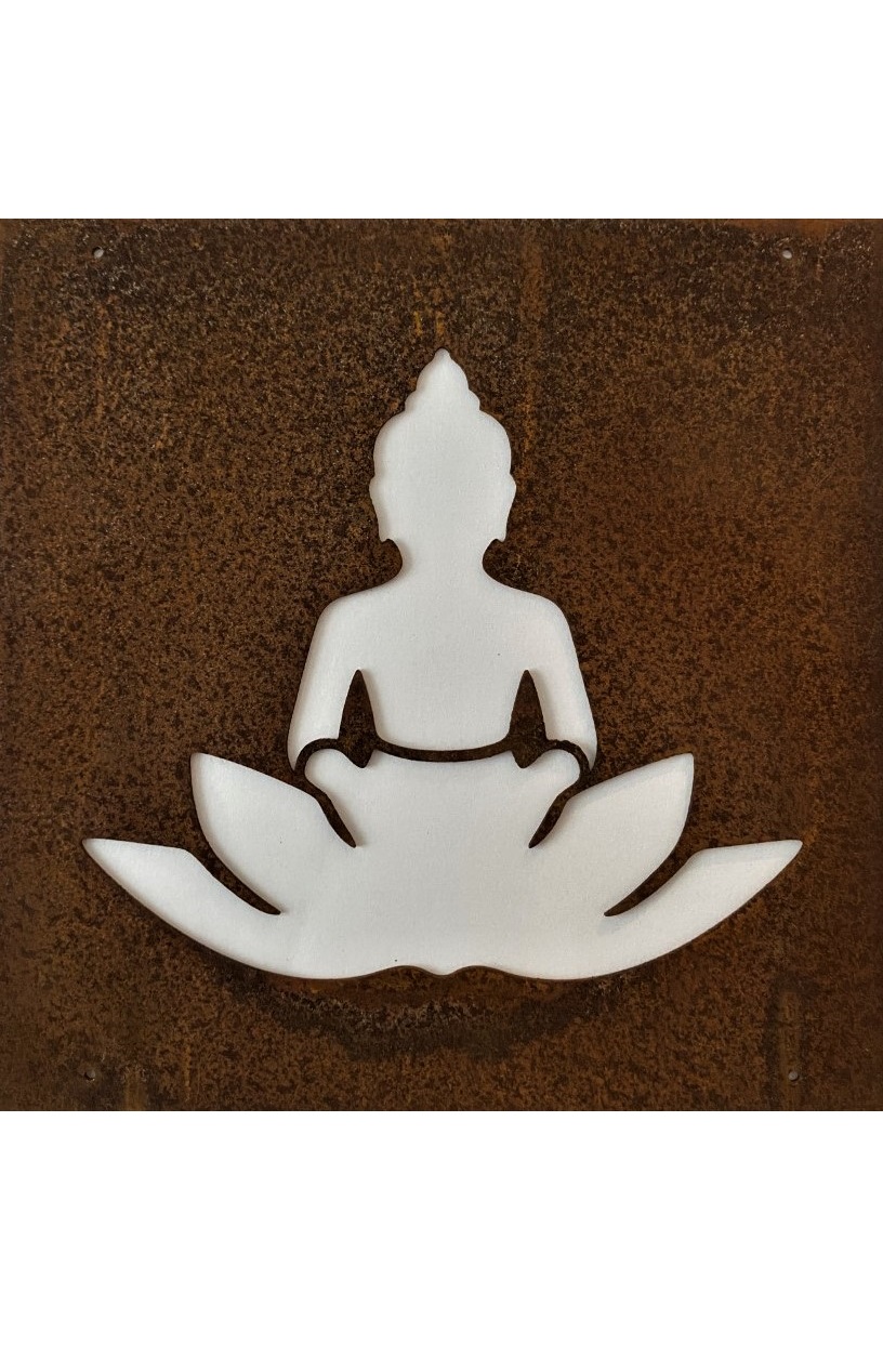Skylt Buddha & Lotus med ståltråd till armeringsnät eller skylthållare - 2
