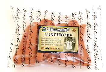 Lunchkorv Hemgården, 900 g x 12 st. Jmf-pris kr/kg: