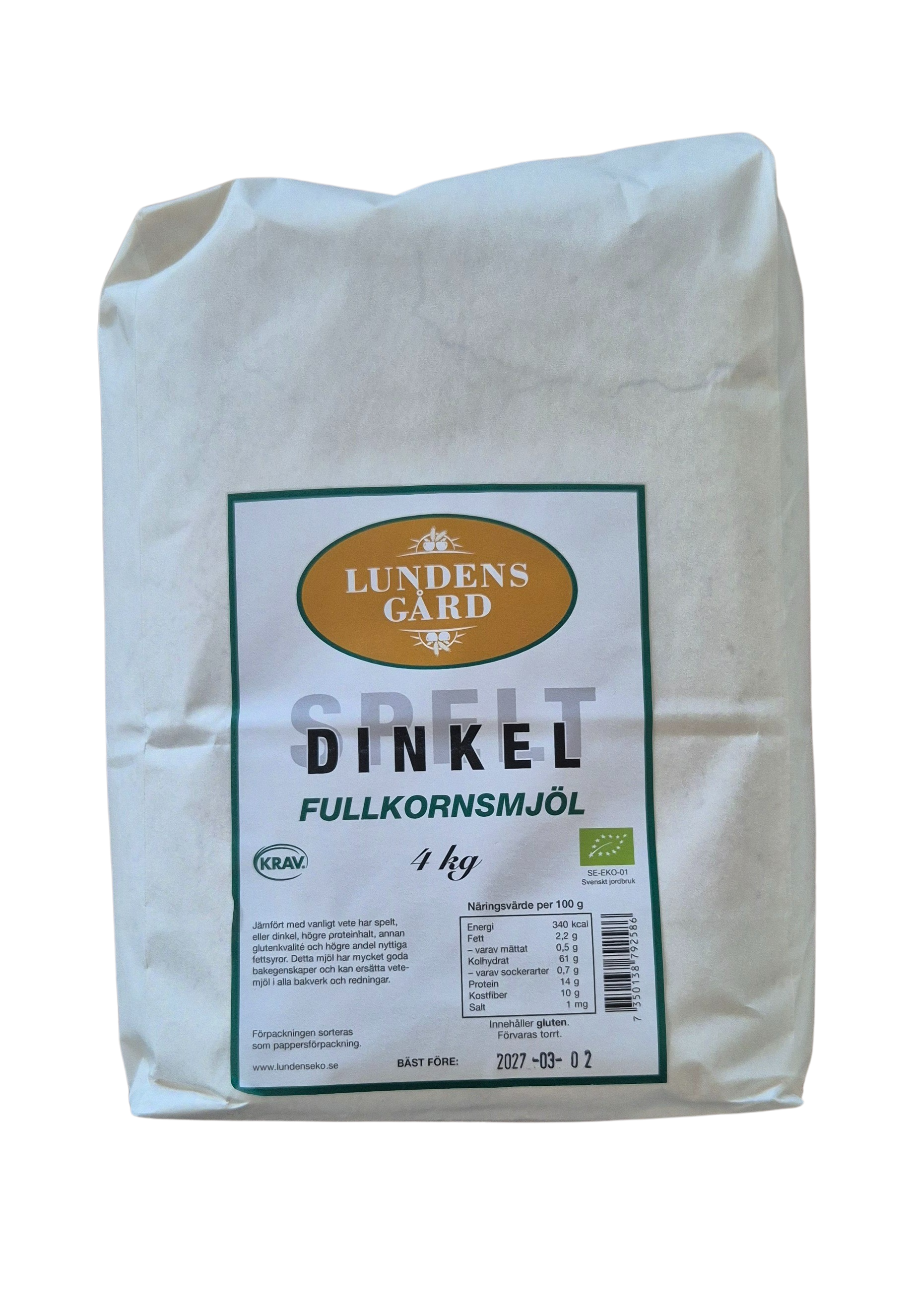Grahamsmjöl/Dinkel (vete)  fullkornsmjöl, KRAV 4 kg