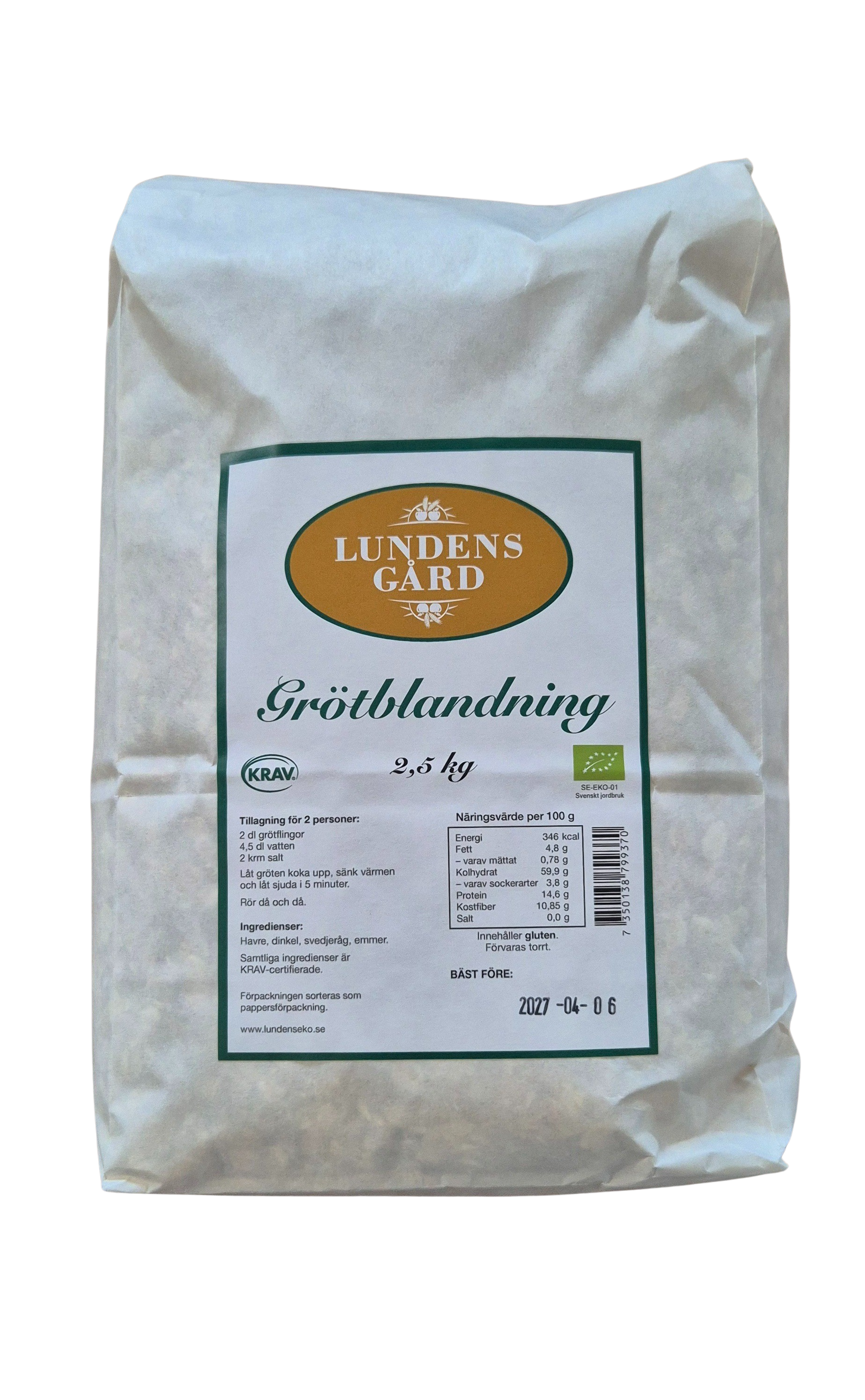 Grötblandning KRAV  2,5 kg, Lundens Eko
