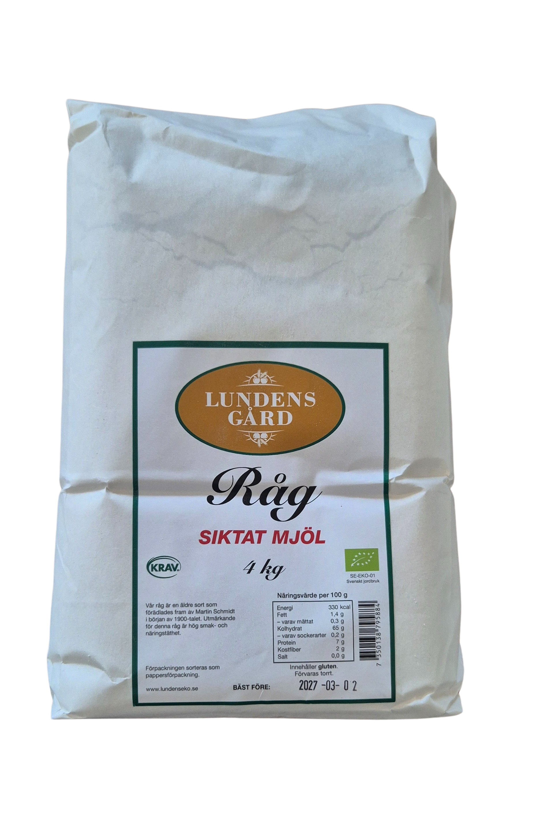 Lundens rågmjöl siktat, KRAV 4 kg
