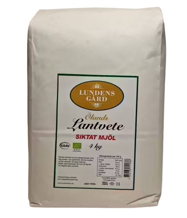 Vetemjöl, Ölandsvete siktat KRAV 4 kg, Lundens Eko - 2