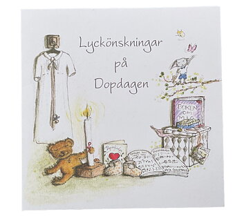 Maja Gullstrand - Dubbelvikt Kort 12x12 cm - Lyckoönskningar på Dopdagen