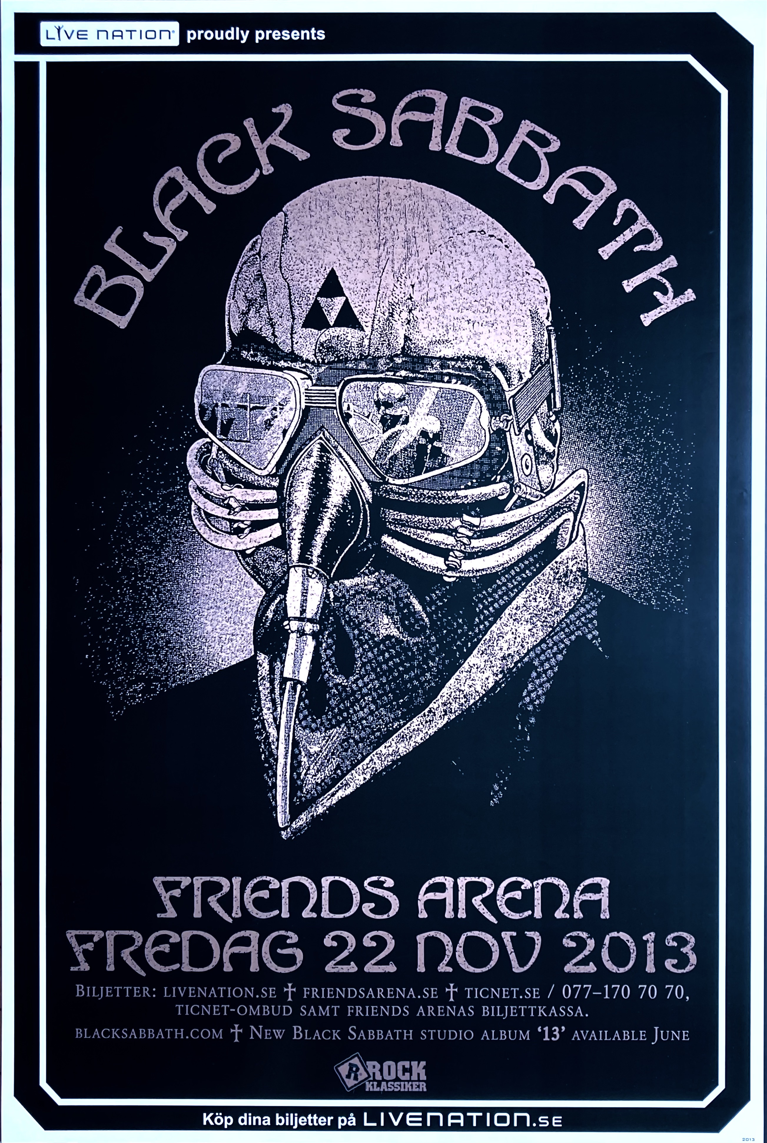 BLACK SABBATH - Stockholm  22 Nov Konsertaffisch (2013) 