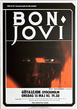 BON JOVI - Stockholm 15 Maj Konsertaffisch (1985)