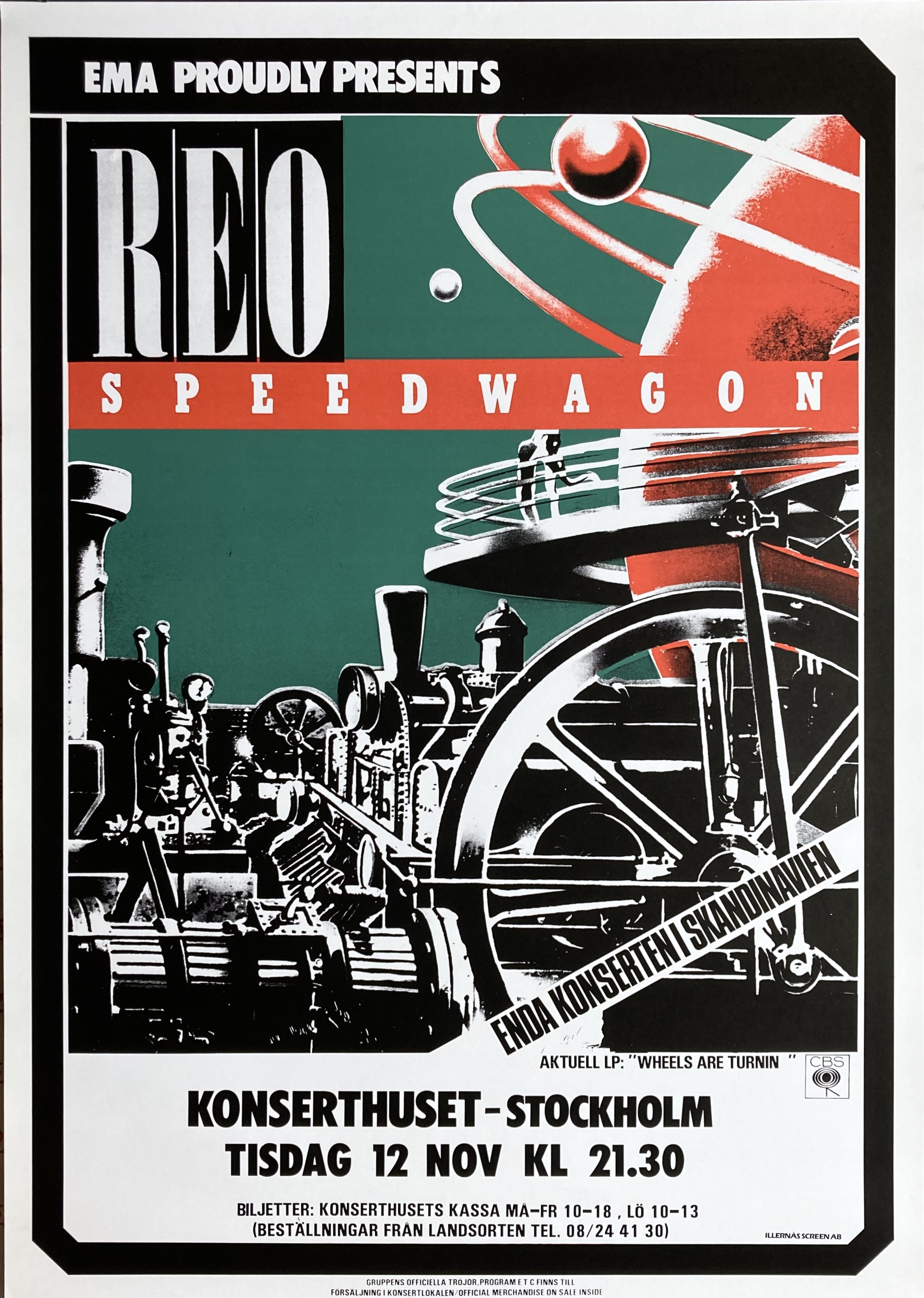REO SPEEDWAGON - Stockholm 12 Nov Konsertaffisch (1984)