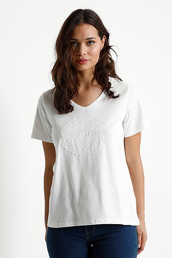 Culture - Gith V-neck T-shirt Spring Gardenia