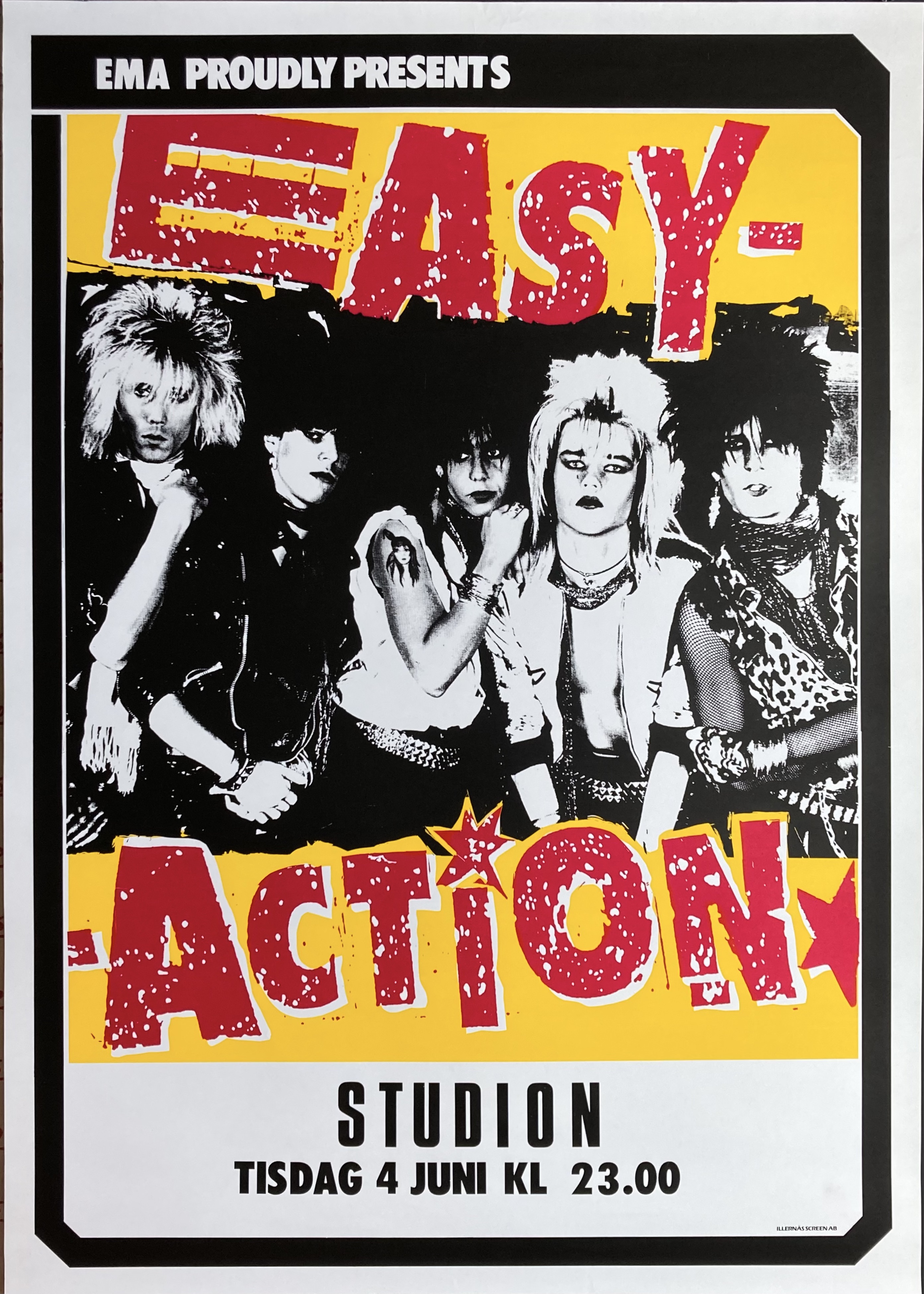 EASY ACTION - Stockholm 4 Jun Concert poster (1985)