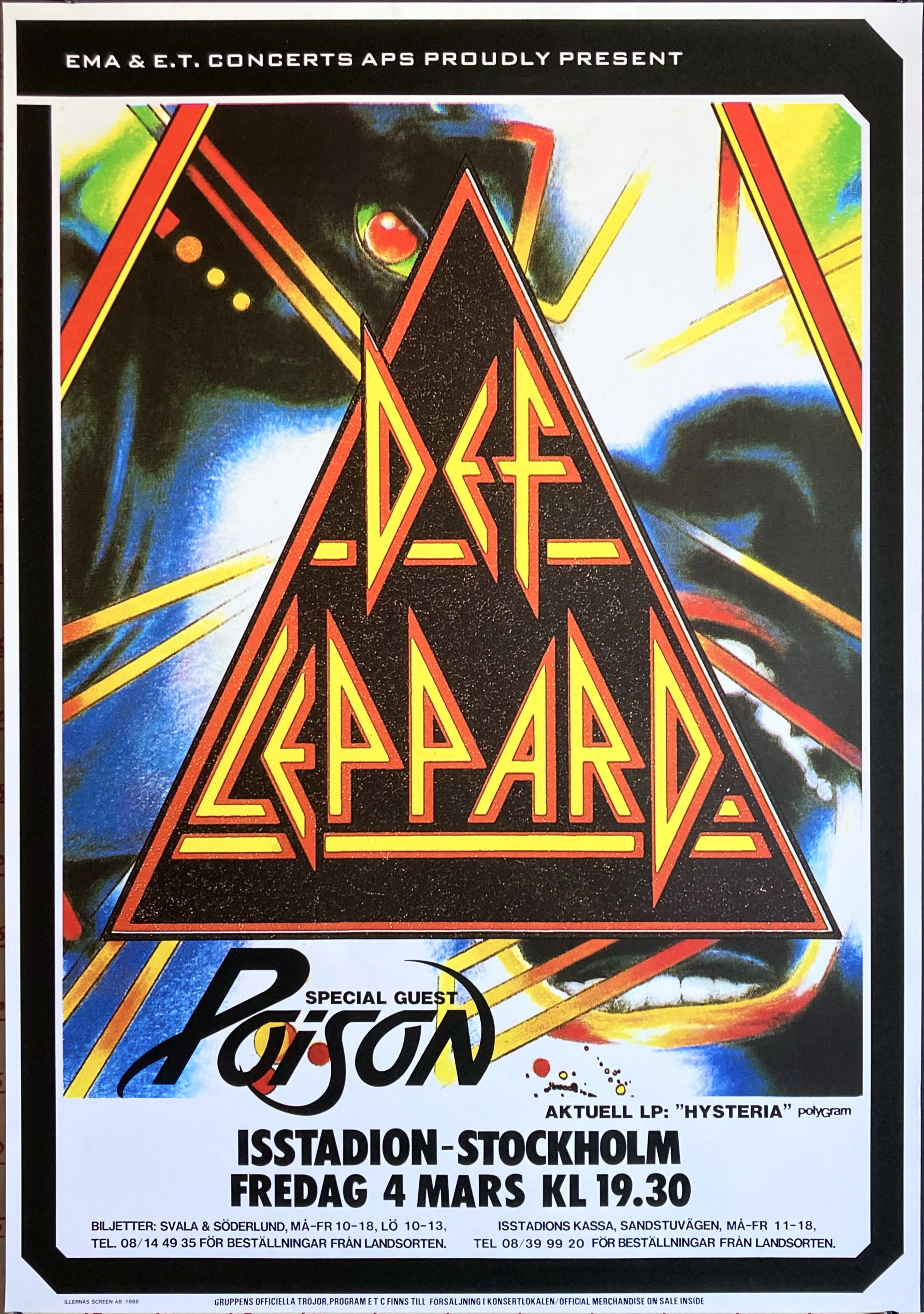 DEF LEPPARD - Stockholm 4 Mar Konsertaffisch (1988)