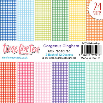  TIME FOR TEA DESIGNS-Gorgeous Gingham Rainbow 6x6 Inch Paper Pack 