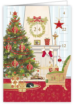 Tree in Front of Fireplace, Advent Calendar