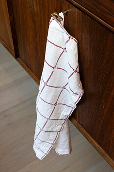 Linen Towel Classic White/Red