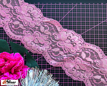 Stretch lace 9 cm - Old pink
