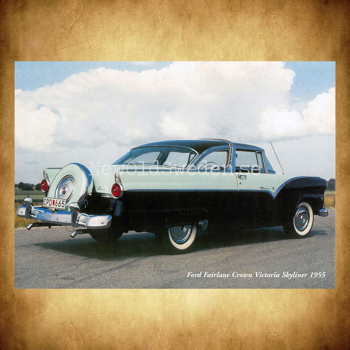 Ford Fairlane Crown Victoria Skyliner 1955 - Vykort A5 - 2