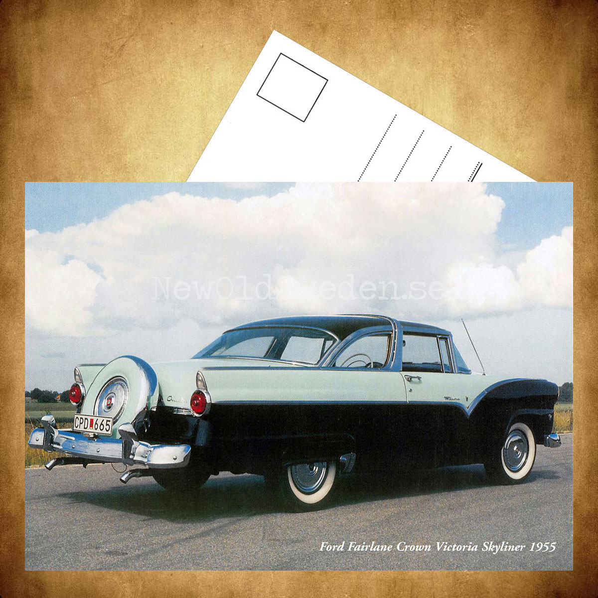 Ford Fairlane Crown Victoria Skyliner 1955 - Vykort A5 - 3